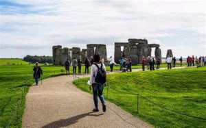 Visitors exploring Stonehenge